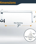 Dimensions of Quick Screw Down Clamps For Bow Xtender Fences And MFT Tables, Track Saw Guide Rail System, 7 Inch Opening, 2 3/8 Inch Depth