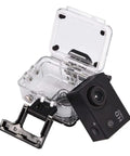 Go Anywhere Action Camera 1080P Full HD with 2 Inch LCD Screen in open waterproof 30m case and bracket.