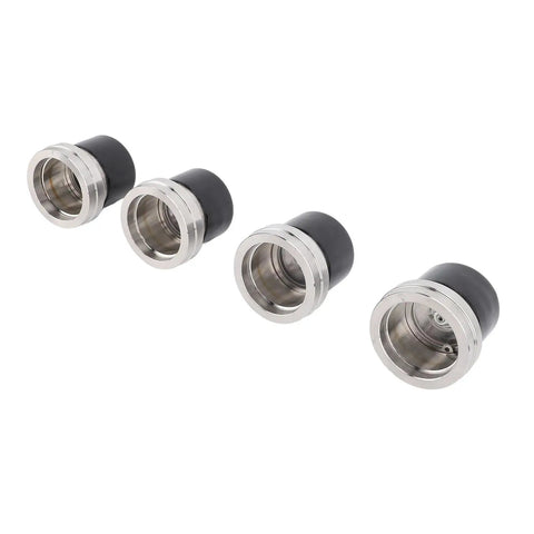 4 Piece Boat Trailer Wheel Bearing Protector Set With Stainless Steel Hub Grease Caps And Protective Bra Dual 2.441 Inch Design For Marine Use Auto Check Grease Level Keeps Bearings Lubricated And Protected During Launch And Haul on white background