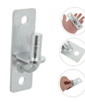 Top Shelf Wall Mounted Gate Hinge Set For Fence Posts And Four Barn Door Mounts Heavy Duty Outdoor Hardware Kit built legit for wood or metal fences, silver steel hinge.