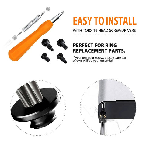 Doorbell Screw Kit With Twenty Replacement Screws And An Orange Universal Screwdriver Bits visible with installation guide