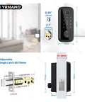 Rock Solid Wifi Smart Deadbolt Lock Loaded With Biometric Fingerprint Keypad Zigbee Hub And Mobile App Control For Bully Proof Front Door Security Zero Drama with dimensions and latch details.