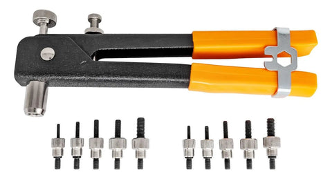 91-Piece Threaded Rivet Nut Insert Kit SAE And Metric For Automotive Repair And DIY Projects, tool with orange handles and inserts