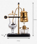 Gold Siphon Coffee Maker with Alcohol Lamp Heat, 450ml durable vacuum pot, for barista-grade brews at home or office.