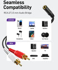 3.5mm To RCA Splitter Cable Y Adapter, gold-plated stereo audio cable with 3.5mm and RCA plugs for phone, speaker