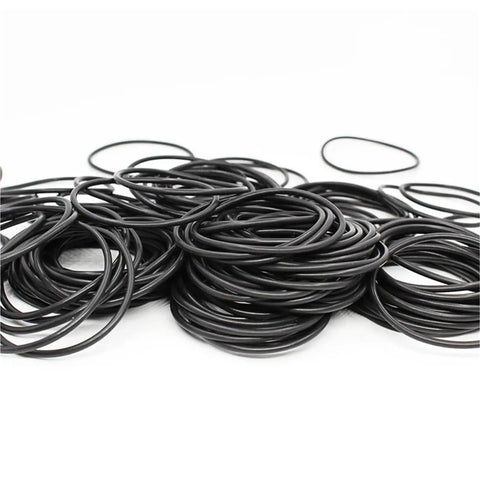 Awesome Black Nitrile O Ring Gasket Assortment Kit For Garage Hacks And Home Fixes Includes 2 Point 5 Millimeter Seals Built For Strong Vibration And Best For Plumbing And Auto Work To Stop Leaks Dead Without Spending Too Much Cash. black 2.5mm nitrile O-rings stacked on white background