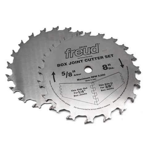 8 Inch Box Joint Cutter Set With Hi Density Carbide Blades For Crisp Square Joints On Your Table Saw Includes Two Spare Blades