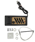 Acoustic Guitar Preamp With 4 Band EQ Equalizer Onboard Pickup System In Wood Grain Finish, showing components and wiring for installation.