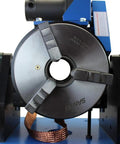 Heavy Duty Rotary Welding Turntable With Eight Inch Chuck And Zero To Ninety Degree Tilt Base, close-up view of chuck details.
