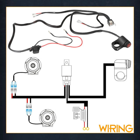 Two Lead Wiring Harness Kit For Motorcycle ATV Snowmobile With Handlebar Switch 12V 40A Relay Fuse Plug And Play Waterproof Nylon Wiring Harness For LED Light Bars Fog Lights Driving Lights Pods