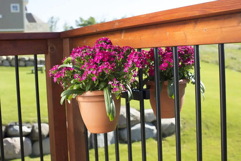 Deck Railing Planter Bracket Kit For Round 8 Inch Pots With Snap On Ring And Allen Wrench Included Easy Mount To Vertical Spindles For Sweet Deck Gardens And Container Pots On Railings