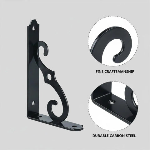 Beefy Triangular Carbon Steel Wall Shelf Bracket For Floating Shelves Matte Black Heavy Duty Mount detailed close-up