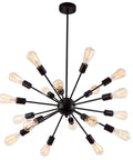 Black 18 Light Starburst Chandelier Pendant Light 36 Inch Wide For Living Room Dining Room Kitchen Island Foyer Retro Style Modern Farmhouse Industrial Ceiling Fixture With Adjustable Height And Durable Spray Painted Metal