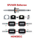 High Precision Linear Guide Rail Kit With 2 Pcs Of 1000mm Hgw20 Guides Plus Four Blocks And Full Sf1605 Ball Screw Assembly, HGW20CC set