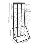 Heavy Duty Vinyl Roll Floor Storage Rack And Paper Organizer For Print Shops And Art Studios With Forty Long Shelves, black, dimensions shown.