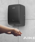 UL Approved Compact Jet Hand Dryer For High Traffic Restrooms 1350W 120V Matte Black, hands drying below unit