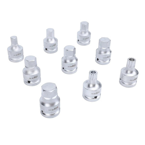 Battle Ready 3 4 Inch Drive Impact Hex Driver Set With M16 And M18 Spline Bits, featuring nine chrome moly hex sockets.