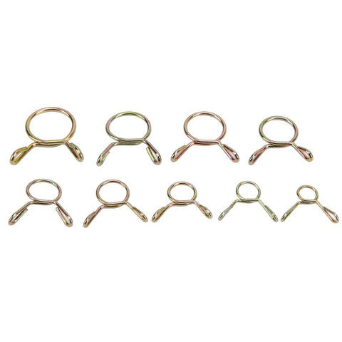 Ultimate 65 Manganese Steel Spring Clips And Hose Clamp Assortment Kit With 345 Pieces In 9 Sizes Perfect For Fixing Fuel Lines On Atvs Motorcycles And Snocyclers That Need A Solid Grip Without Breaking The Bank., 9 sizes steel spring hose clamps