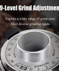19-Level Grind Adjustment settings for Step Up Your Daily Grind Game With This Electric Coffee Bean Grinder.