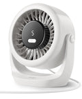 Turbocharged USB Desk Fan With LED Display Ultra Quiet Mini Cooling Power showing front view with 5-speed setting