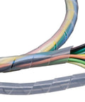 Flame Retardant Spiral Cable Protector Sleeve For 10mm Cables, Durable Cable Management Wrap, ID5mm Black in use with cables.