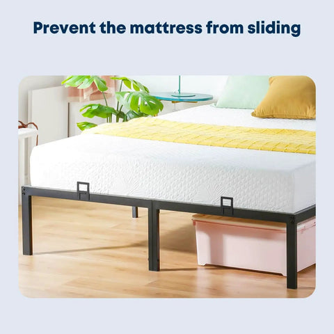 Heavy Duty Adjustable Anti Slip Mattress Grippers For Bed Frame shown on a sturdy bed base preventing mattress sliding.