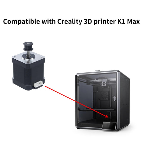 Replacement Z Axis NEMA 17 Stepper Motor 42x48mm For K1 Max 2024 connected to Creality 3D printer with a red arrow