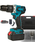 Deadly Accurate Brushless Cordless Drill And Hammer Driver With Dual Speed Modes Reaching 3600 Rpm, featuring battery and charger.