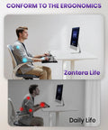 Comparison of ergonomic and non-ergonomic desk setups with Under Desk Keyboard And Mouse Tray With Pull Out Slide, Adjustable C Clamp.