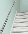 Heavy Duty Wall Mount Stainless Steel Stair Railing For Indoor Outdoor Decks And Porches Built Solid with sleek silver tubing.
