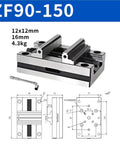 Gotta Have This Tough As Nails 4 5 Axis Self Centering CNC Machining Vise Featuring Rock Solid Pneumatic Fixture And Rapid Positioning Build For Serious Shop Floor Projects, ZF90-150 with dimensions and features.