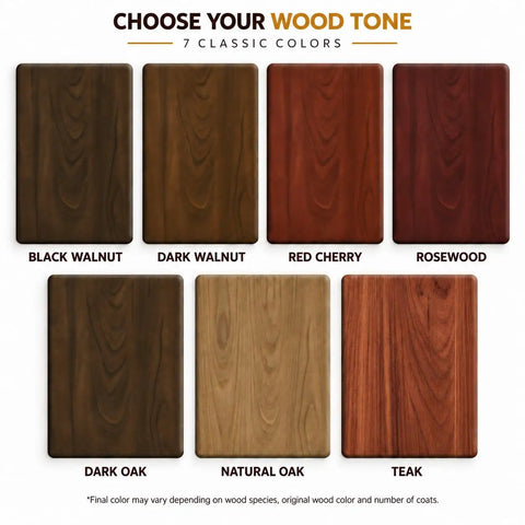 Pro Level Water Based Wood Stain For Indoor And Outdoor Projects Featuring Natural Oak Pigment and colors: Black Walnut, Dark Walnut, Red Cherry, Rosewood, Dark Oak, Natural Oak, Teak.
