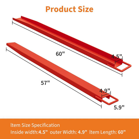 Rock Solid Heavy Duty Forklift Fork Extensions 60 Inch Alloy Steel Attachments For Warehouse And Construction Built Different To Crush Oversized Pallets Without The Sweat With Powder Coated Finish And Included Gear