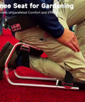 Gardening Knee Seat Strap On Kneeling Stool For Yard Work And Farm Tasks, showing ergonomic stool with knee and back support.
