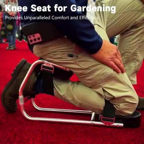 Gardening Knee Seat Strap On Kneeling Stool For Yard Work And Farm Tasks, showing ergonomic stool with knee and back support.