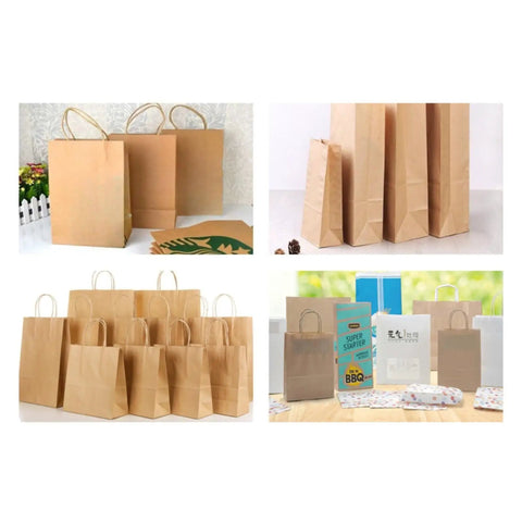 Variety of paper tote bags produced by automatic paper tote bag making machine for shopping bags top notch pro grade tote forming equipment