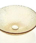 Star Pearl Glass Vessel Sink with Gold Top and Pop Up Drain, Raindrop texture, for Above Counter Vanity, Swarovski Crystal Bowl.