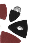 Heavy Duty Oscillating Tool Sanding Kit With Triangular Finger Pads And 100 Sandpaper Sheets featuring various grit pads.