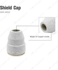 Shield cap for 34 Piece Plasma Cutter Consumables Kit For LC40 Torch And Tomahawk 625, featuring copper interior.