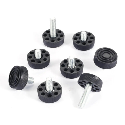 Adjustable Threaded Table Foot Leveling Glides For Desks And Furniture, 30mm Base, Screw In Feet, 10 Pcs, Black and Metal View
