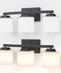 4 Light Vanity Light With Etched Glass Shade In Dark Bronze Finish, Dope Industrial Wall Sconce For Bathroom, Up Or Downlight Mount