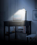 Led Desk Lamp For Home Office With USB Charging Port, Rotatable Aluminum Piano Lamp For Upright Piano in glossy black on desk