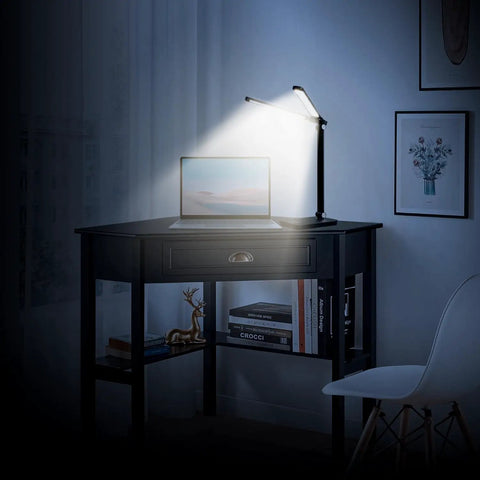 Led Desk Lamp For Home Office With USB Charging Port, Rotatable Aluminum Piano Lamp For Upright Piano in glossy black on desk