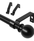 Adjustable Curtain Rod Set 28 To 48 Inch Five Eighth Inch Matte Black With Brackets Splicing Metal Drapery Rod Ball Finial