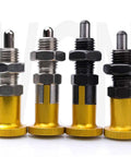 Dead Nuts Heavy Duty Indexing Plungers With Smooth Aluminum Knobs And Spring Loaded Lock Pins Featuring Fine Threaded Screws and multiple sizes