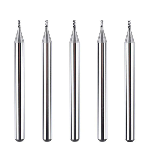 Five-piece Aluminum End Mills Set One Eighth Inch Shank Two Flute CNC Spiral Router Bits Upcut for Aluminum and Non-Ferrous Metals