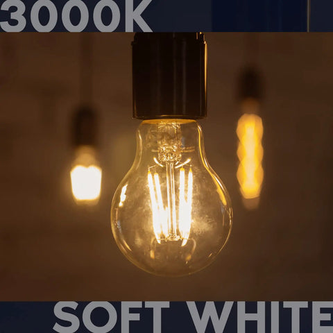 Vintage Edison Style A19 LED Bulbs 100W Equivalent 1600 Lumens 3000K Soft White Dimmable Damp Rated UL Listed Clear Glass Filament