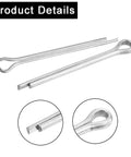 20 Pcs Cotter Pin Assortment Kit M2.5x40mm Zinc Plated Hairpin Clips For Lawn Mowers And Horticultural Equipment Locking Pins Heavy Duty Durable Fasteners, close-up view of pin ends and loops