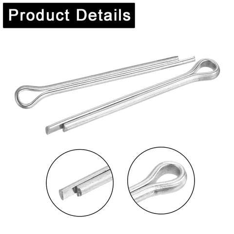 20 Pcs Cotter Pin Assortment Kit M2.5x40mm Zinc Plated Hairpin Clips For Lawn Mowers And Horticultural Equipment Locking Pins Heavy Duty Durable Fasteners, close-up view of pin ends and loops