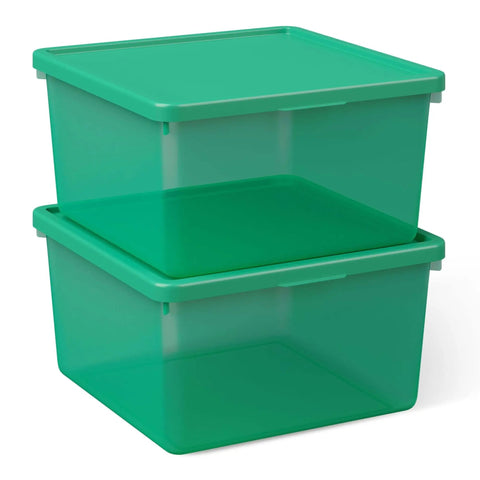 Straight Up Essential Stackable Medium Storage Bins With Secure Lids Hella Neat Gray Plastic Organizer Box For Clothes And Toys Keeps Your Whole Life On Track Today. Green plastic stackable bins with flat lids, ideal for organizing.